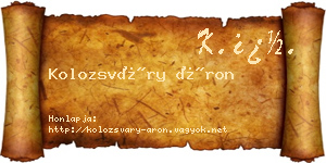 Kolozsváry Áron névjegykártya